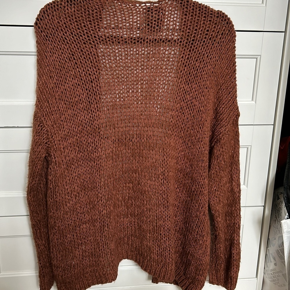 Abercrombie & Fitch Open Knit Cardigan Sweater - Orange - M - Picture 3 of 3